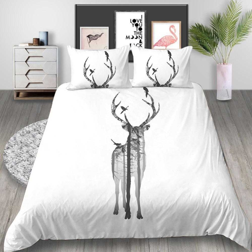 Cute White Puppy Printed Bedding Set Bedroom Decor cute white puppy printed bedding set bedroom decor 2075