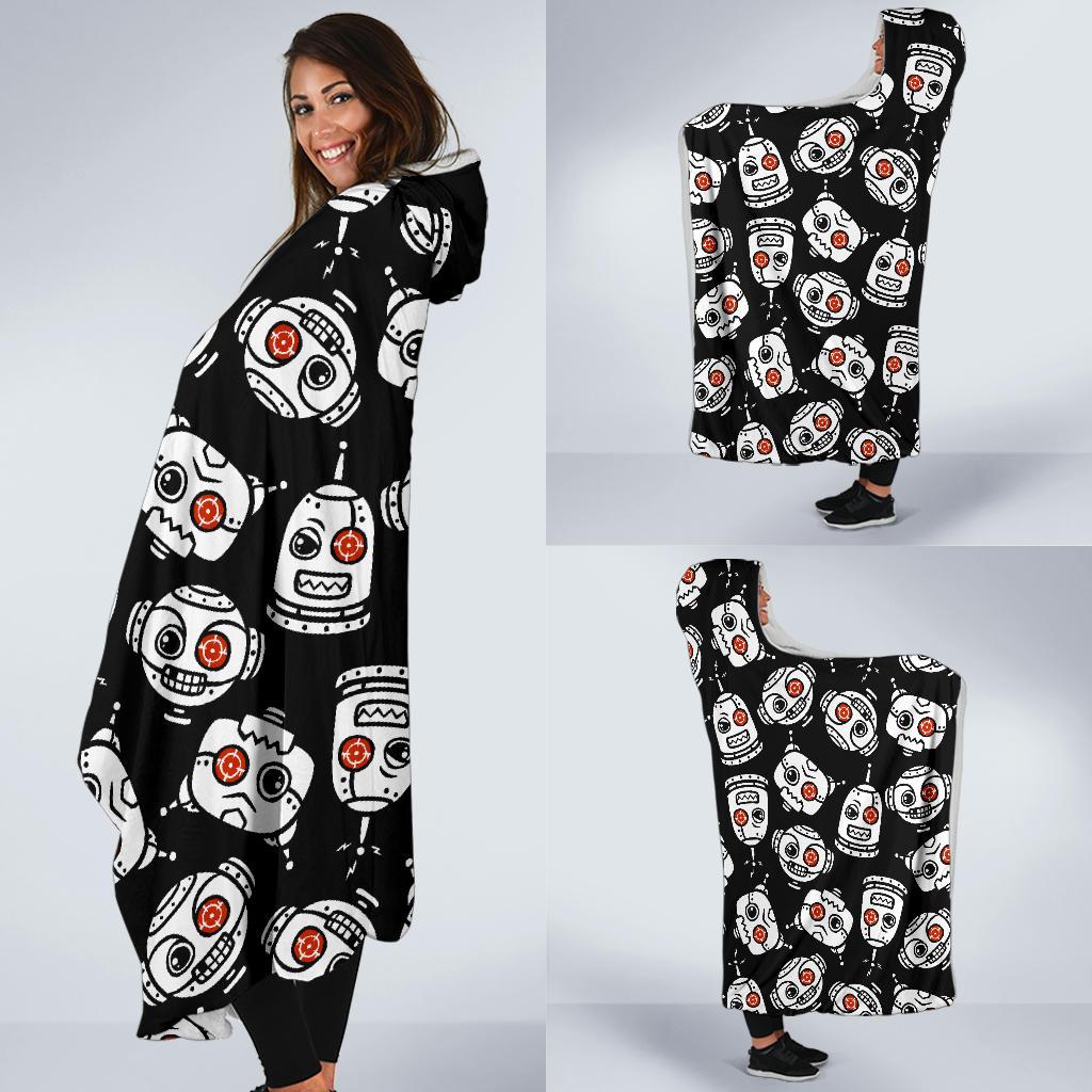 Cyborg Robot Print Pattern Hooded Blanket Cloak Blanket cyborg robot print pattern hooded blanket cloak blanket 8741