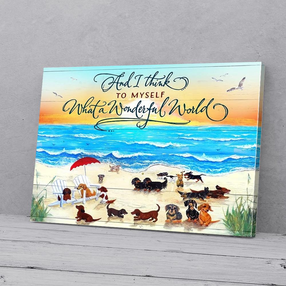 dachshund on beach canvas prints wall art decor 4610