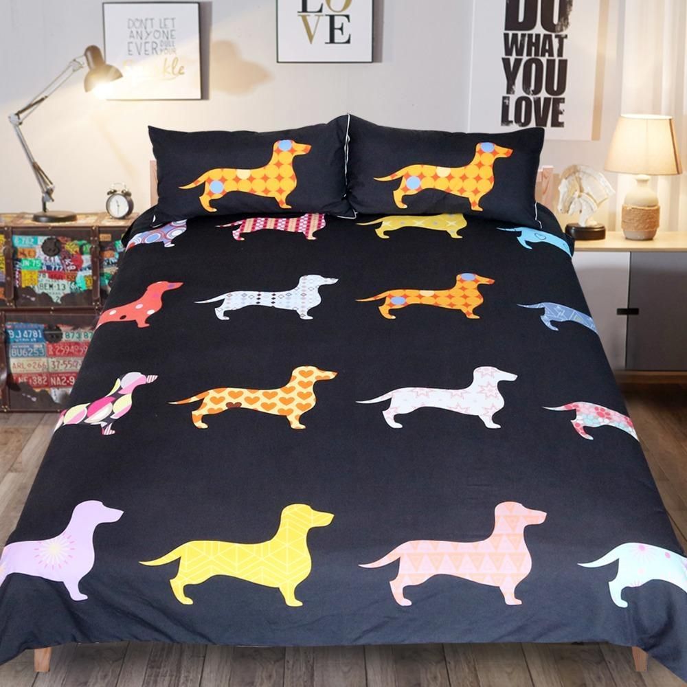 Dachshund Sausage Pattern Bedding Set Bedroom Decor dachshund sausage pattern bedding set bedroom decor 3022