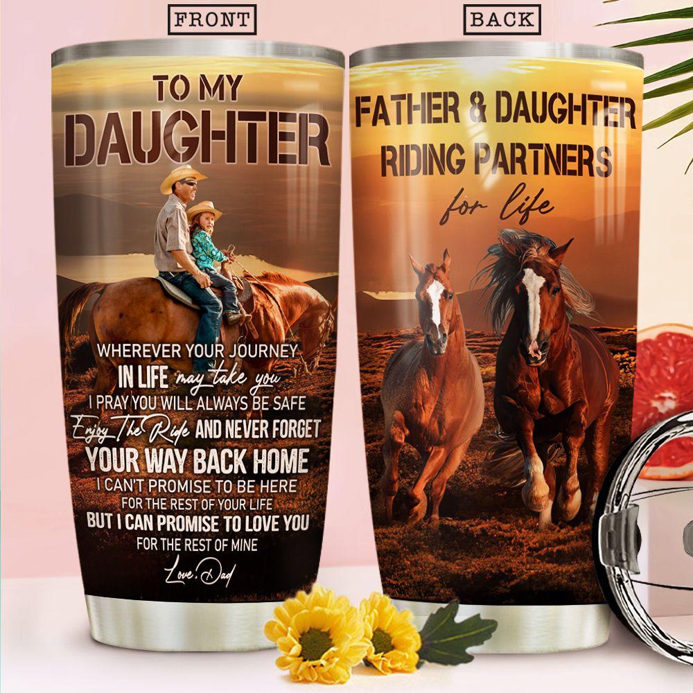 dad to daughter horse riding stainless steel tumbler 6413