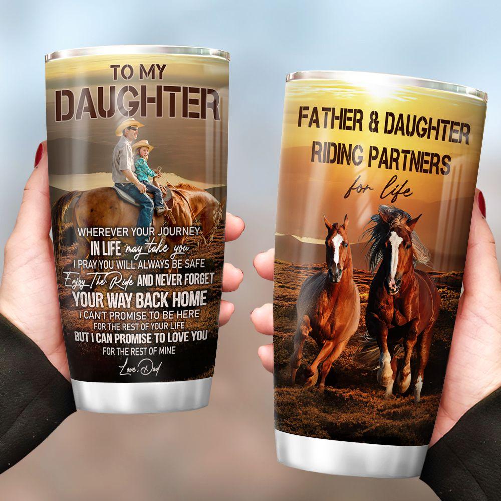 dad to daughter horse riding stainless steel tumbler 7849