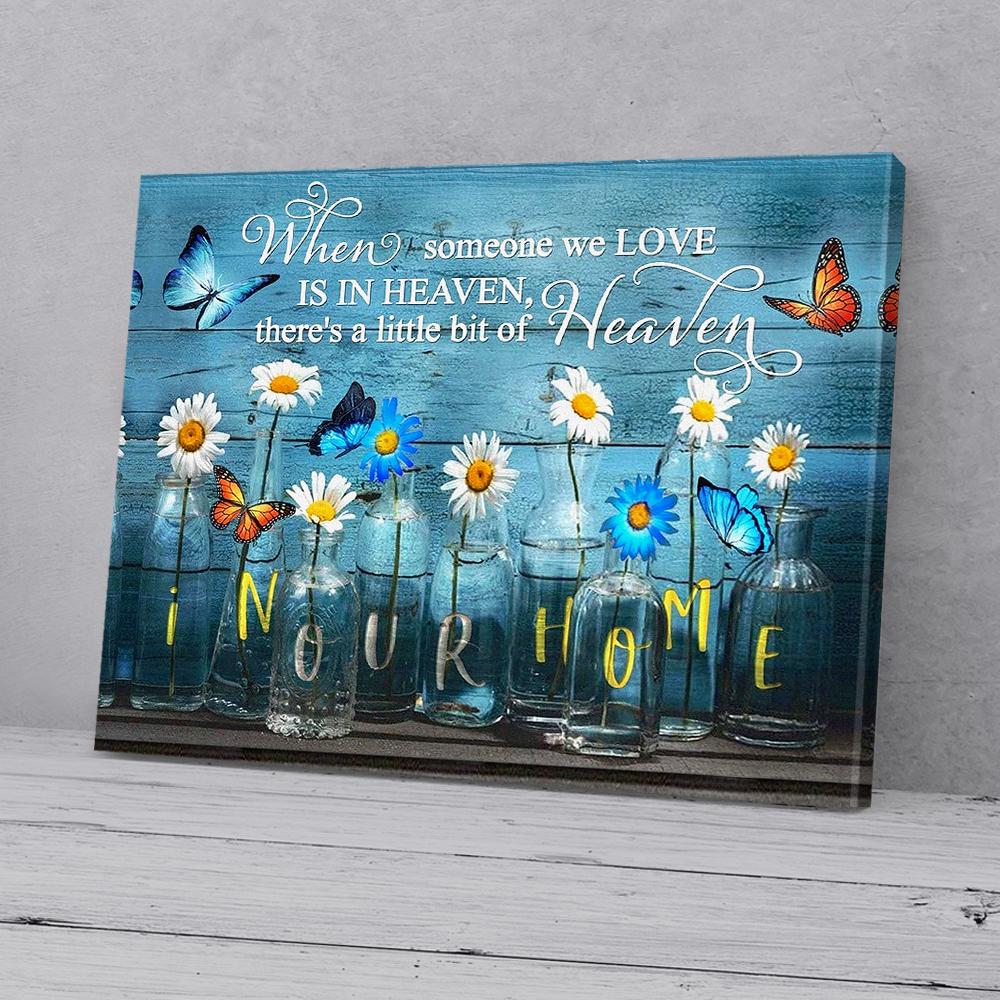 daisy and blue butterfly canvas prints wall art decor 7755