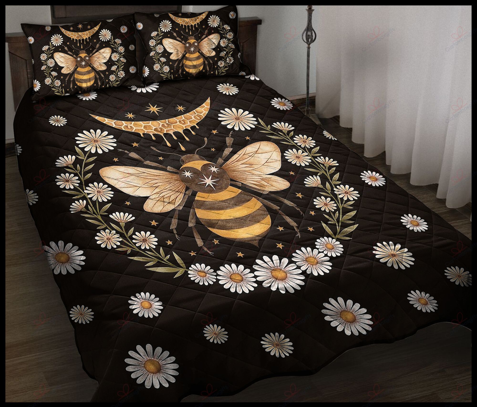 daisy bee pattern printed bedding set bedroom decor 7676