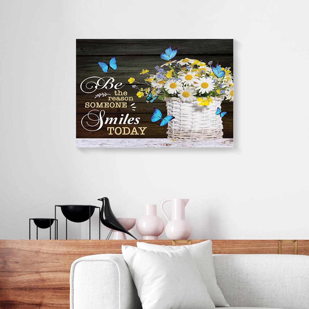 daisy blue butterfly canvas prints wall art decor 1626