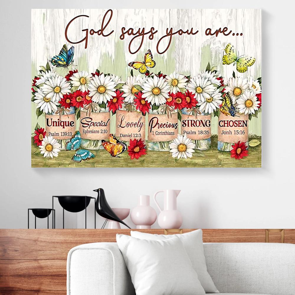 daisy butterfly canvas prints wall art decor 1019