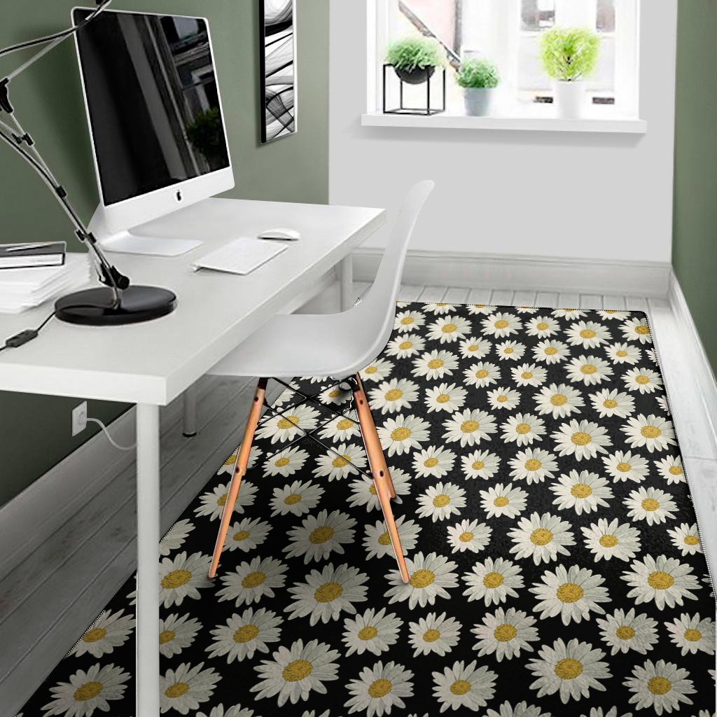 daisy flower pattern print area rug floor decor 3410