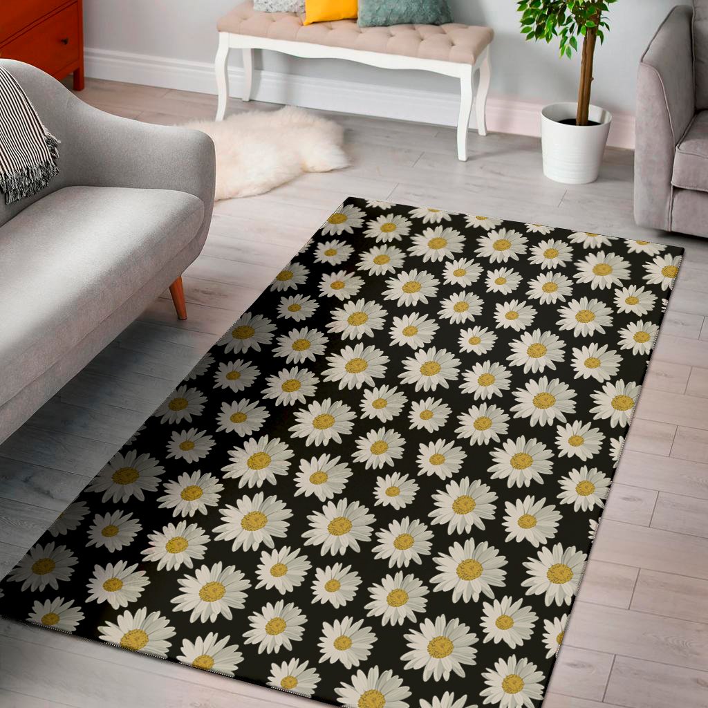 daisy flower pattern print area rug floor decor 5148