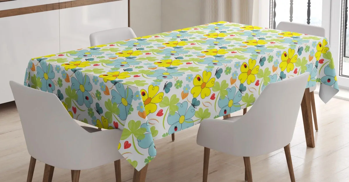 daisy shamrock 3d printed tablecloth table decor 3483