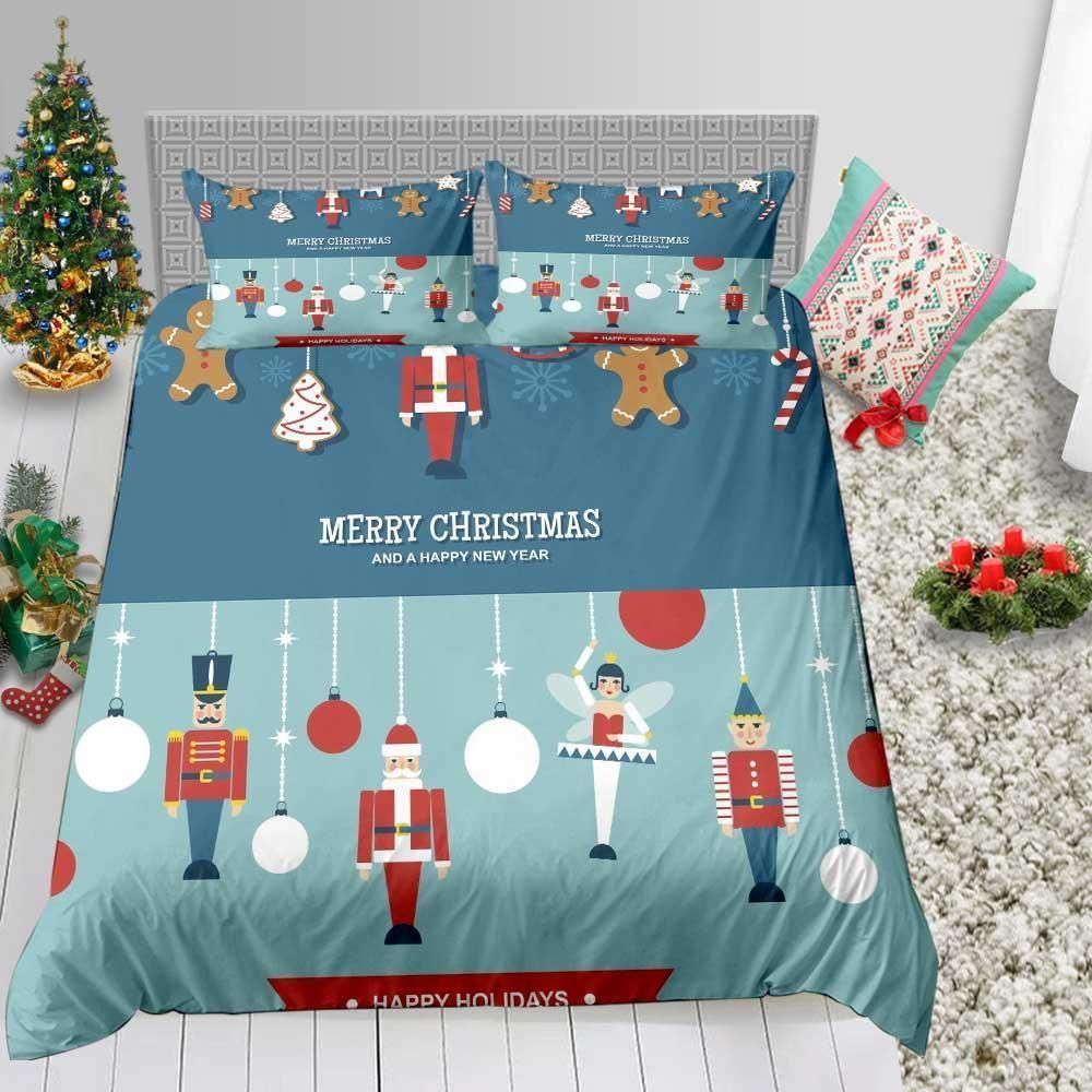 dancing santa christmas funny over printed bedding set bedroom decor 3876
