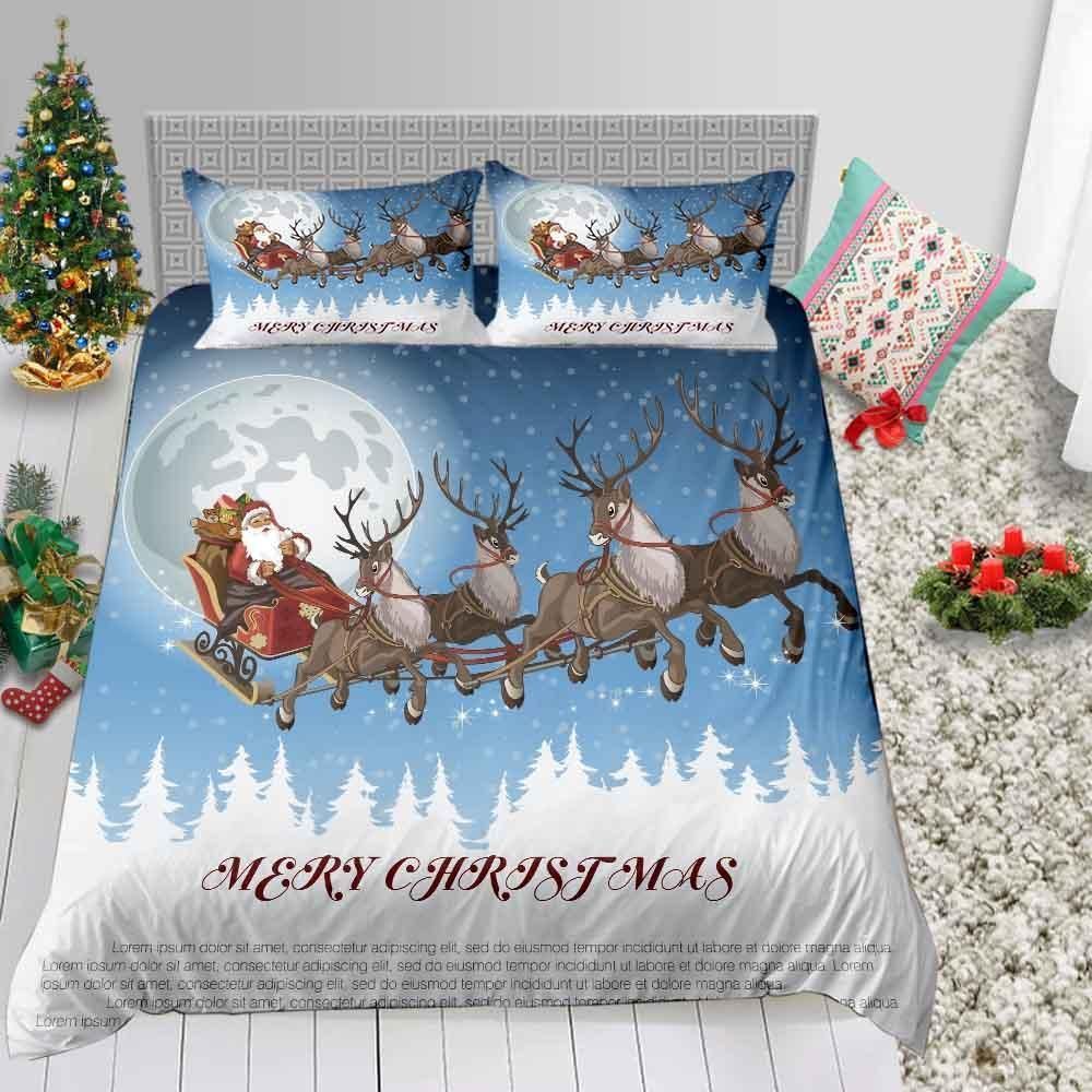 dancing santa christmas funny over printed bedding set bedroom decor 5965