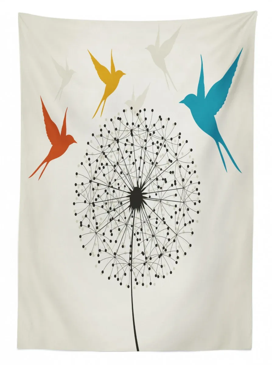 dandelion and swallows 3d printed tablecloth table decor 8426