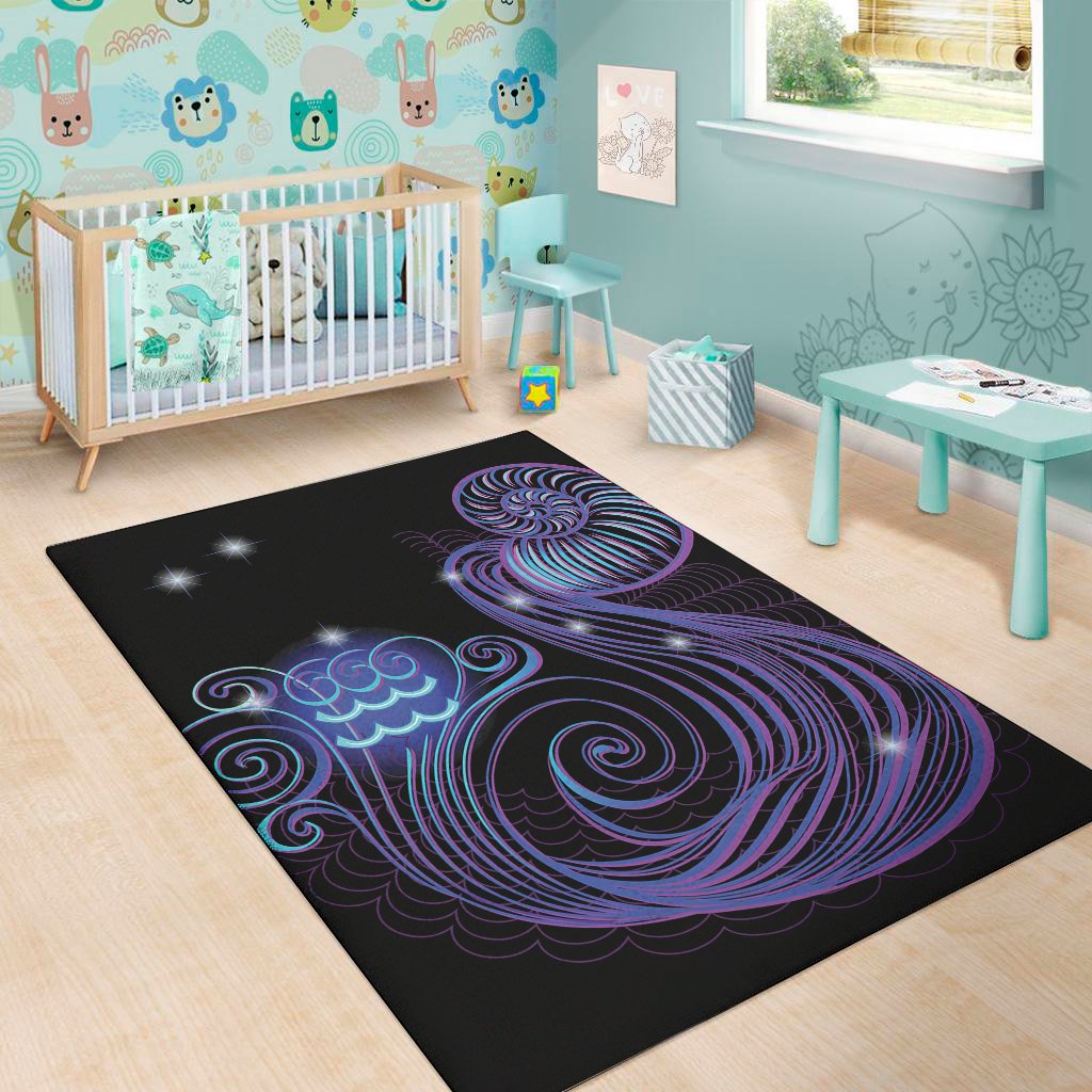 dark aquarius zodiac sign print area rug floor decor 2632