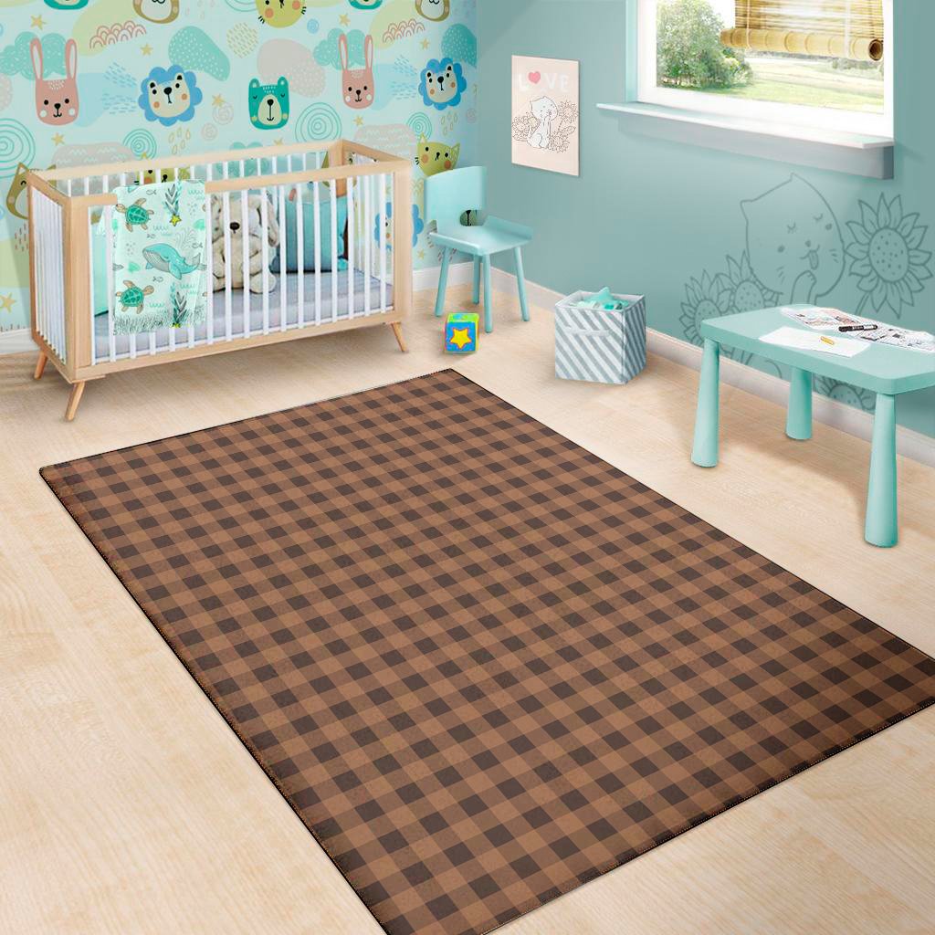 dark brown check pattern print area rug floor decor 3803