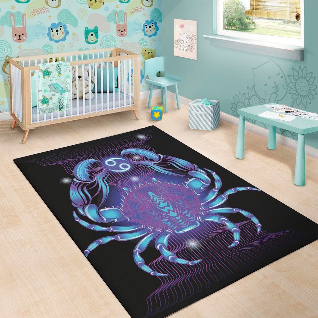 dark cancer zodiac sign print area rug floor decor 7592