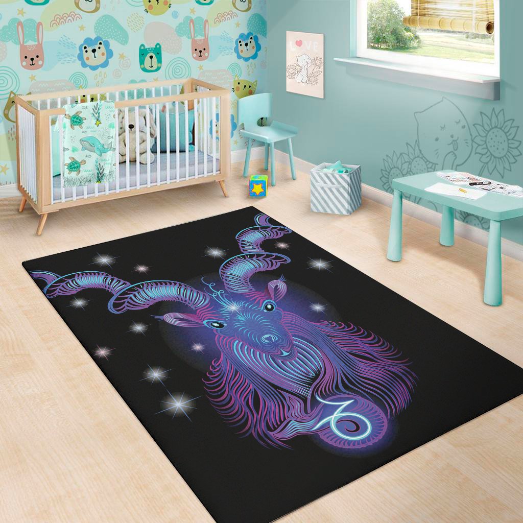 dark capricorn zodiac sign print area rug floor decor 1434