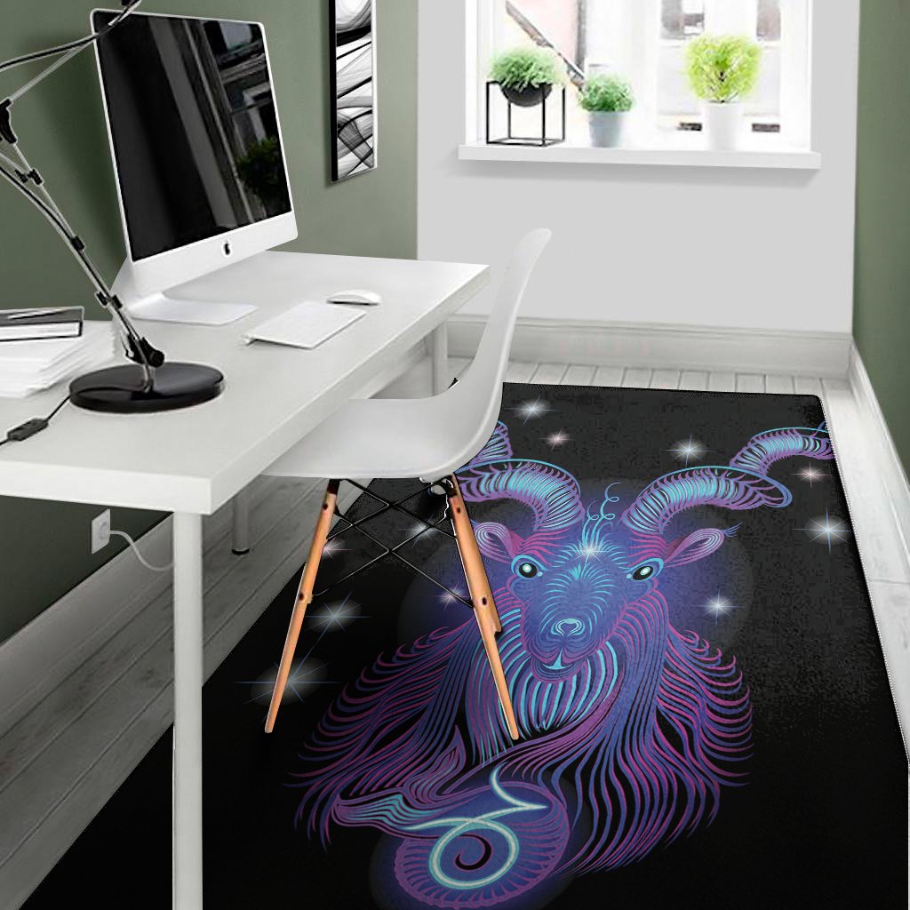 dark capricorn zodiac sign print area rug floor decor 2358