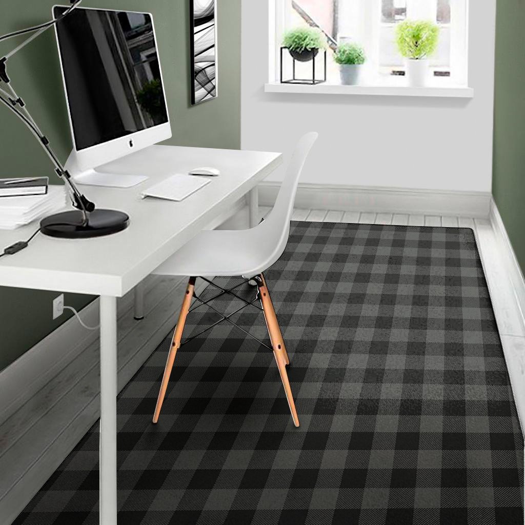 dark grey and black buffalo check print area rug floor decor 2486