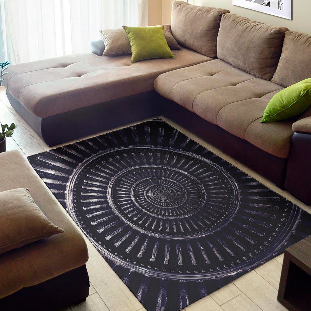 Dark Navy Metal Spiral Print Area Rug Floor Decor dark navy metal spiral print area rug floor decor 6746