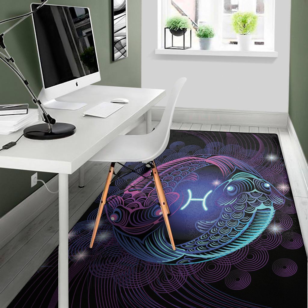 dark pisces zodiac sign print area rug floor decor 2804