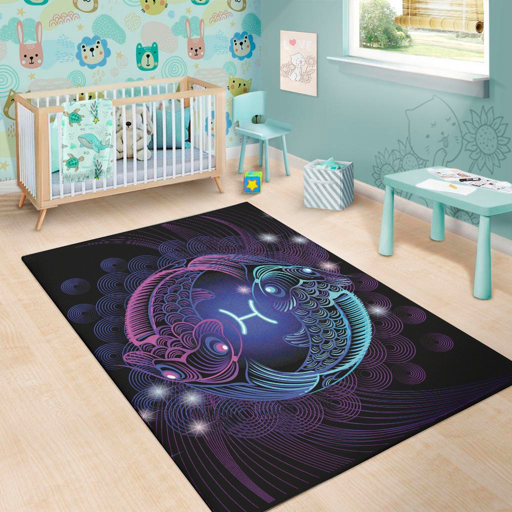 dark pisces zodiac sign print area rug floor decor 6682
