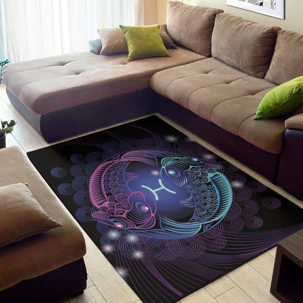 dark pisces zodiac sign print area rug floor decor 8846