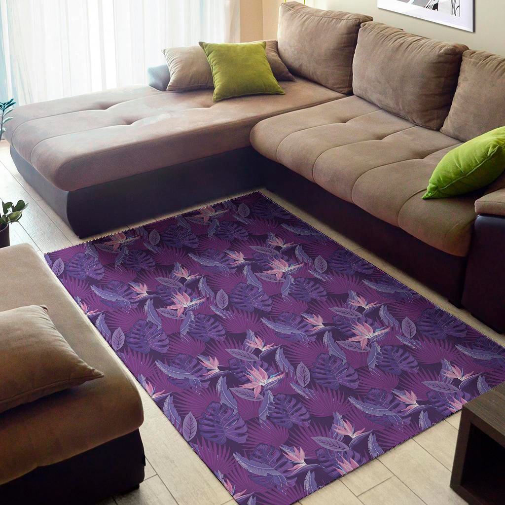 dark purple hawaiian tropical print area rug floor decor 3477