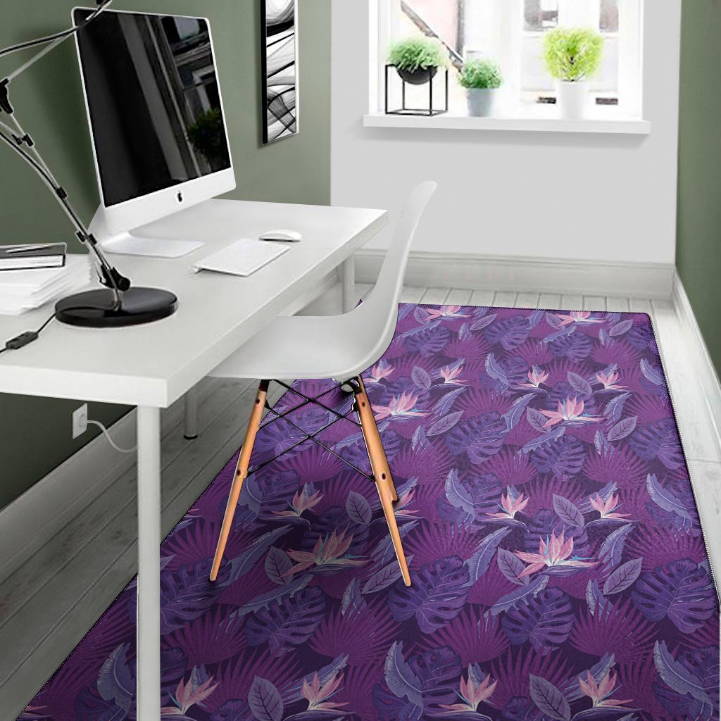 dark purple hawaiian tropical print area rug floor decor 5467