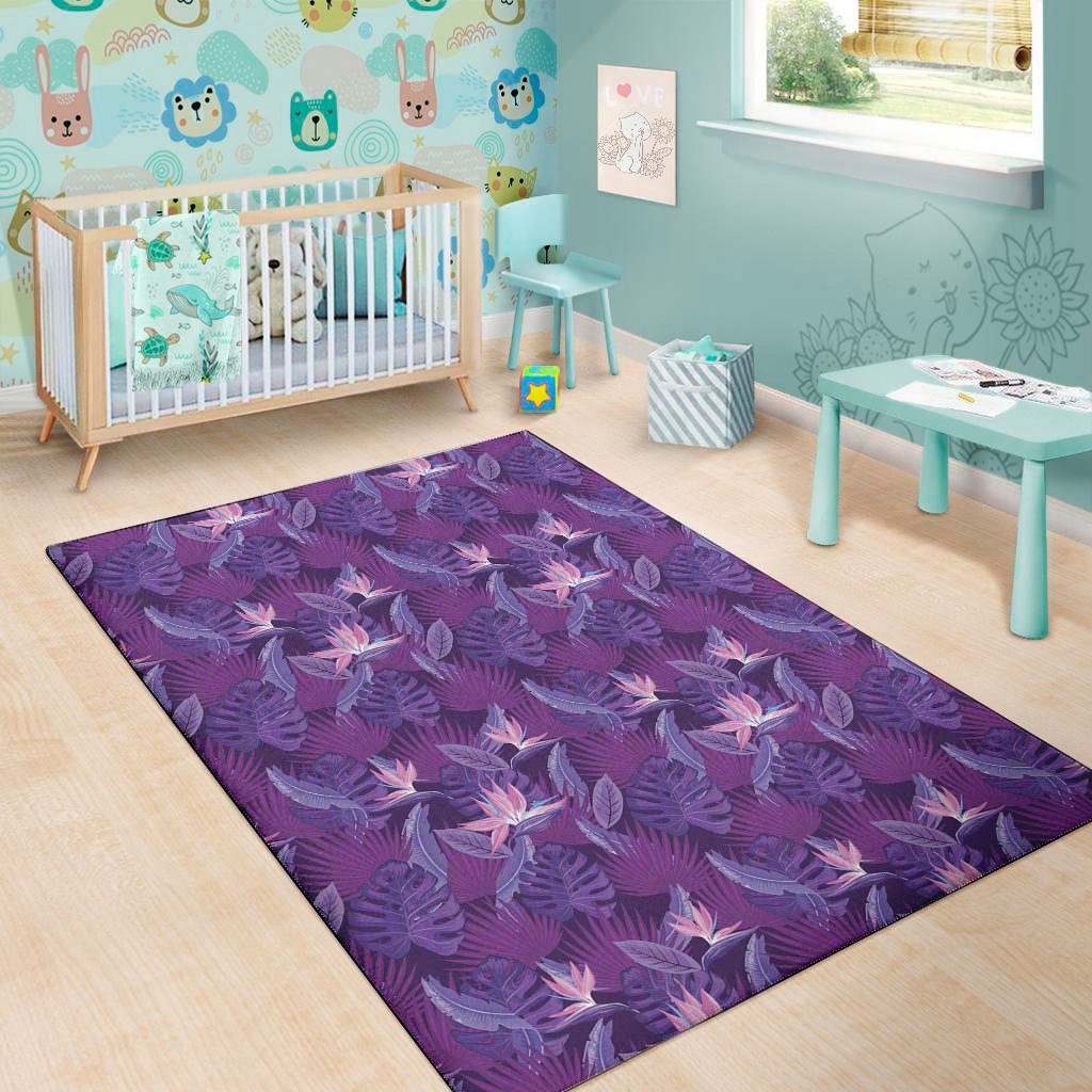 dark purple hawaiian tropical print area rug floor decor 6505