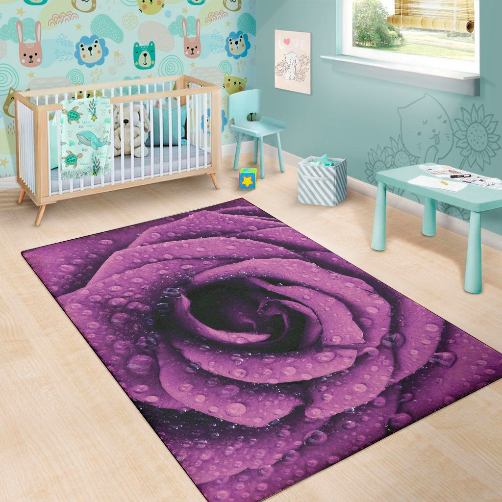 dark purple rose print area rug floor decor 8677