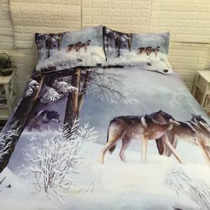 dark sky wolf howling printed bedding set bedroom decor 6134