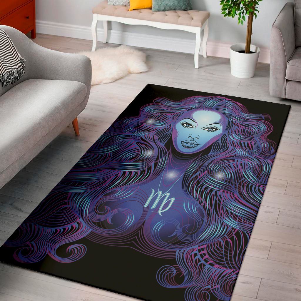 Dark Virgo Zodiac Sign Print Area Rug Floor Decor dark virgo zodiac sign print area rug floor decor 4364