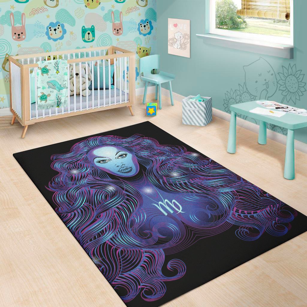 Dark Virgo Zodiac Sign Print Area Rug Floor Decor dark virgo zodiac sign print area rug floor decor 7975