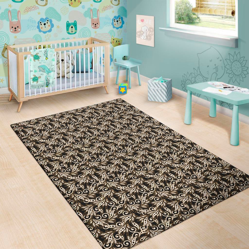 dark western floral pattern print area rug floor decor 4429