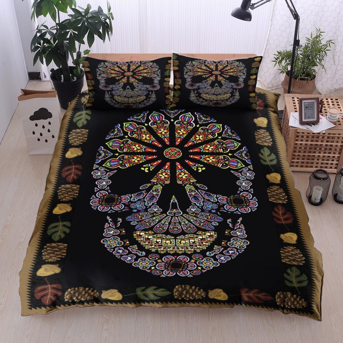 day of the dead boho style duvet cover bedding set 3203
