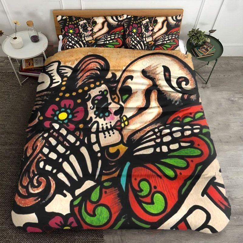 day of the dead cartoon skull duvet cover bedding set 6284