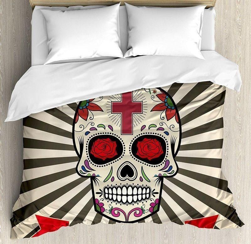 Day Of The Dead Floral Sunburst Bedding Set Bedroom Decor day of the dead floral sunburst bedding set bedroom decor 6065