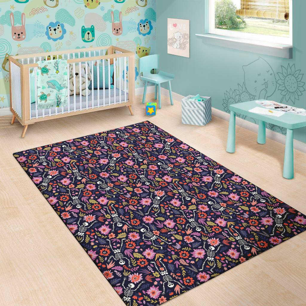 day of the dead skeleton pattern print area rug floor decor 5710
