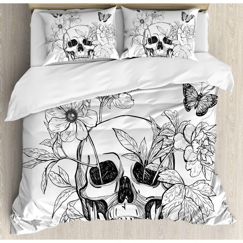 day of the dead skull hand drawing duvet cover bedding set 5669