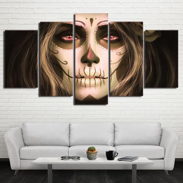 dead face festival 5 panel canvas art wall decor 2197