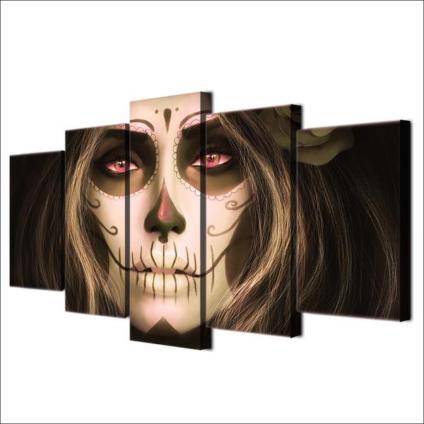 dead face festival 5 panel canvas art wall decor 8499