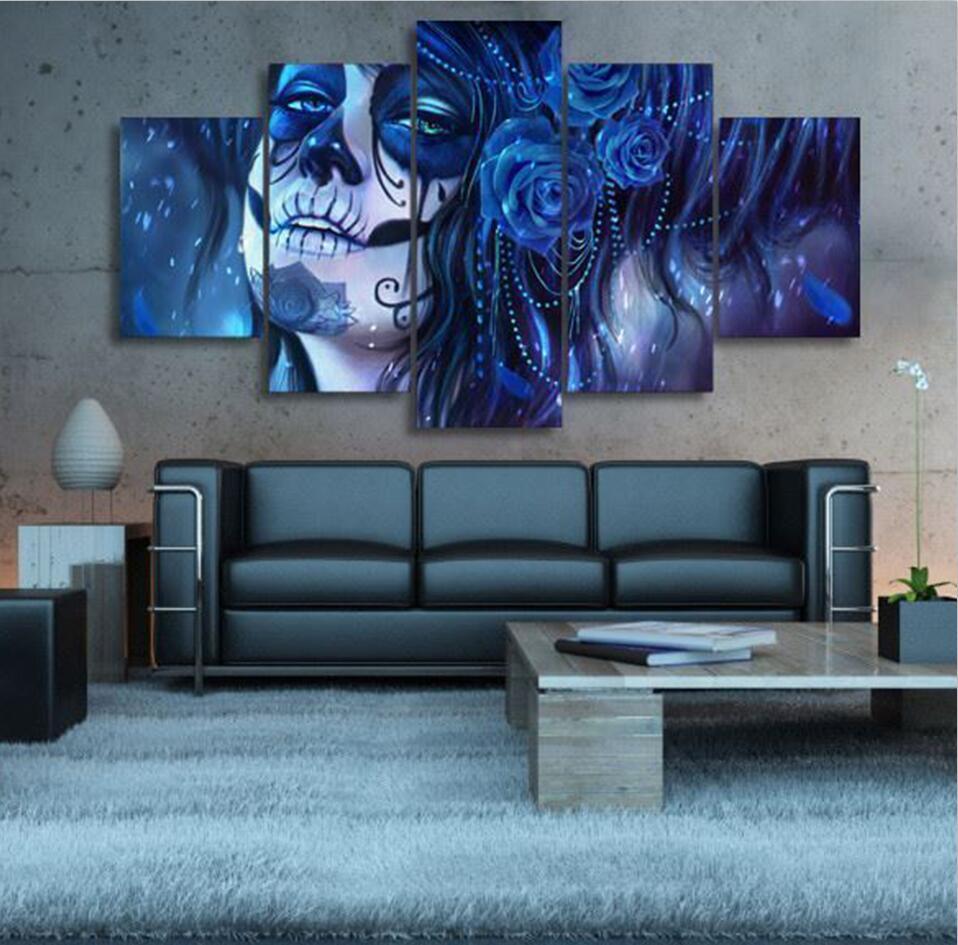 dead of the face 7 abstract 5 panel canvas art wall decor 2597
