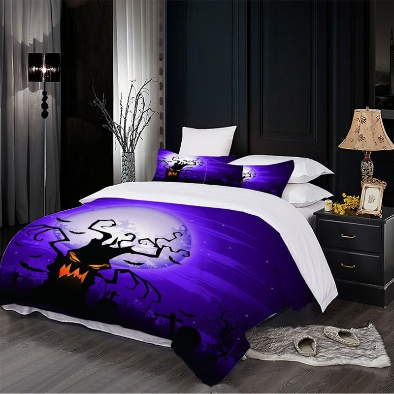dead tree blue halloween elements duvet cover bedding set bedroom decor 3628
