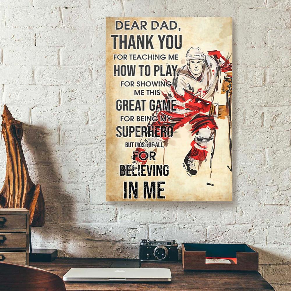 dear dad hockey vertical canvas prints wall art decor 3301