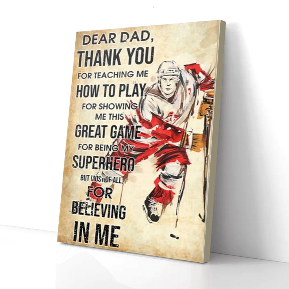 dear dad hockey vertical canvas prints wall art decor 7988