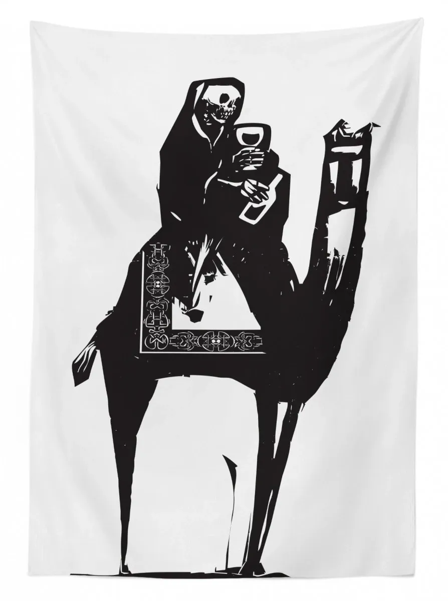 death drinks wine on camel 3d printed tablecloth table decor 8399