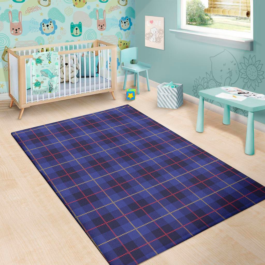 deep blue stewart tartan print area rug floor decor 2909