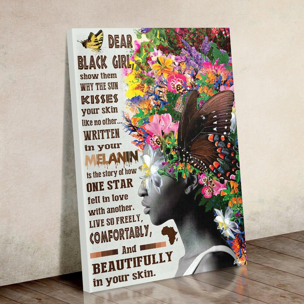 deer black girl canvas prints wall art decor 4585