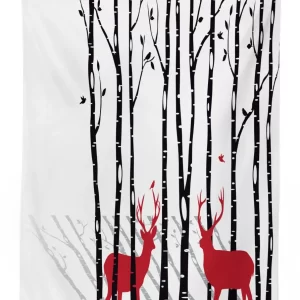 deer tree forest bird 3d printed tablecloth table decor 3315