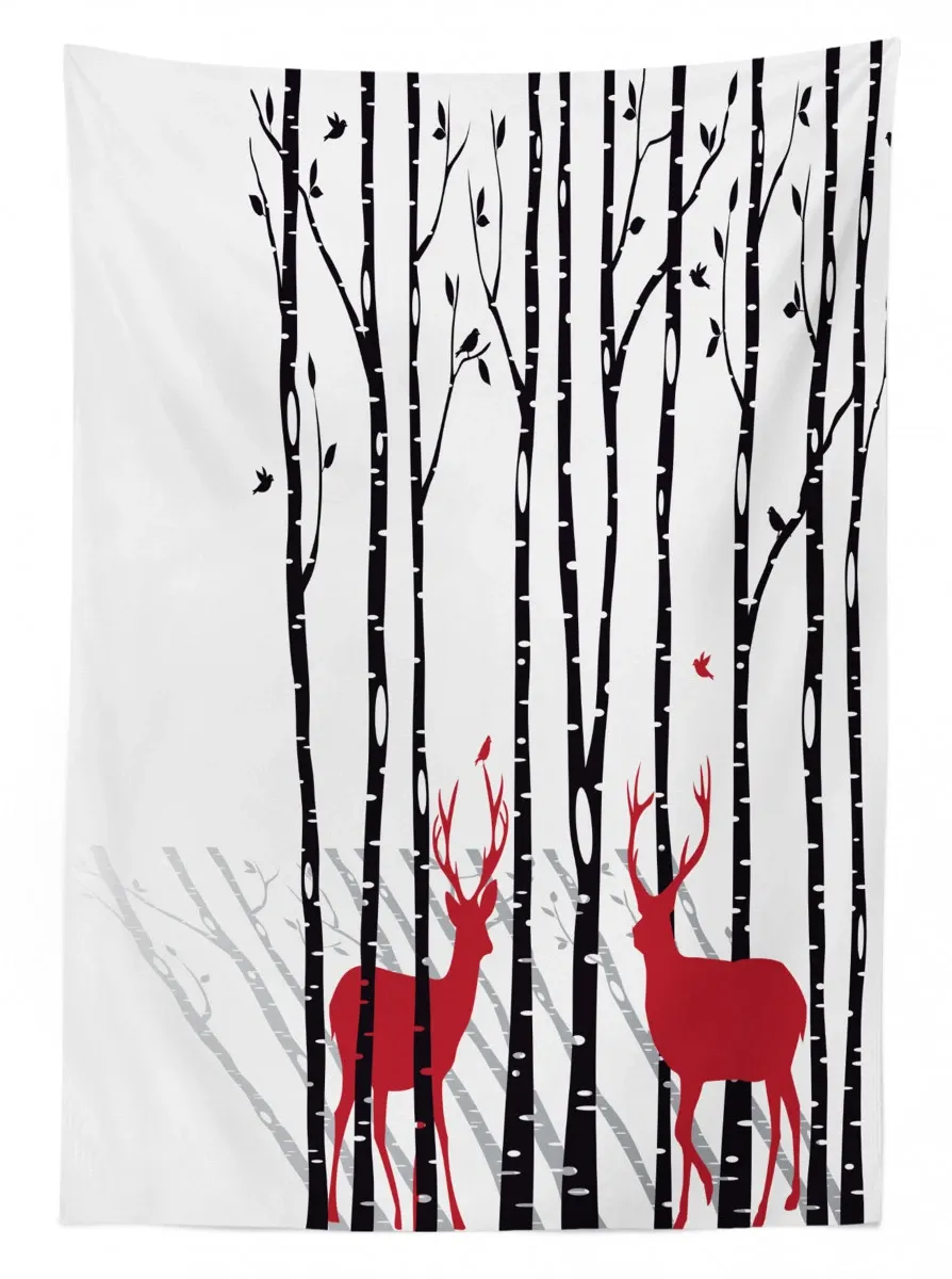 deer tree forest bird 3d printed tablecloth table decor 3315